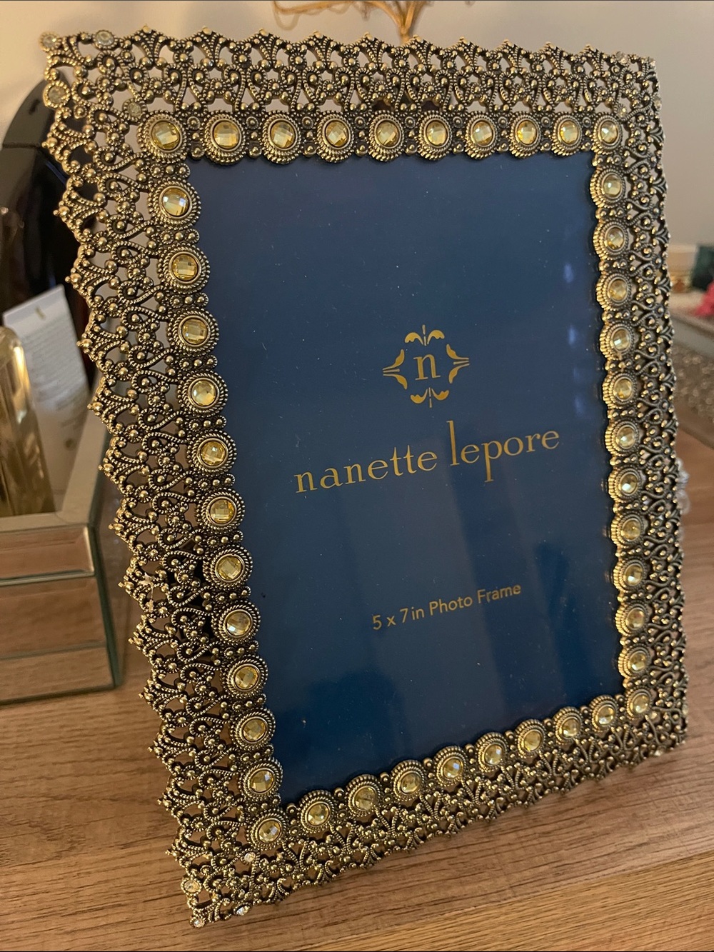 Nanette Lepore Ornate Gold Beaded Photo Frame. 5X7